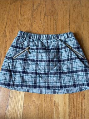 Janie and Jack Blue Plaid Mini Skirt with Front Zippers